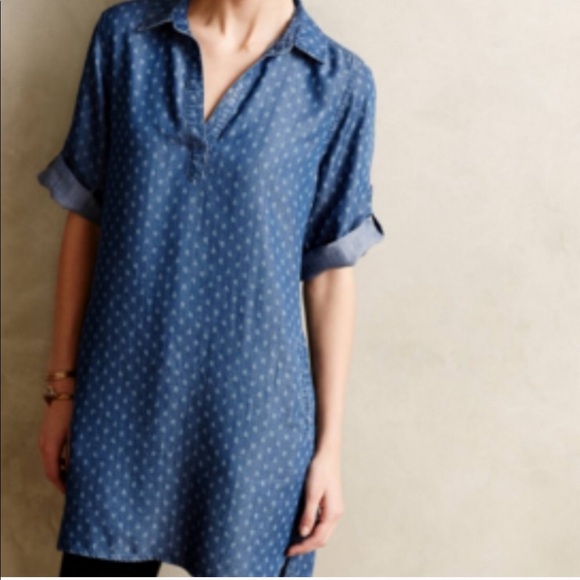 Anthropologie Tops - Anthropologie Cloth & Stone Denim Shirt Dress